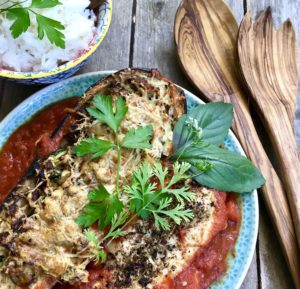 Überbackene Aubergine